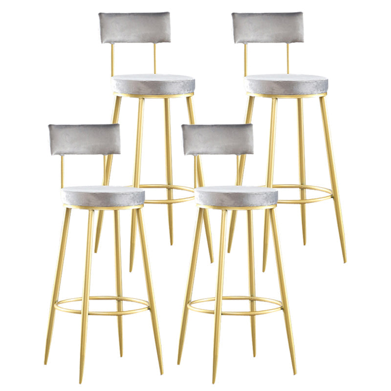 Industrial Metal Footrest Bar Chair Round Upholstered Bar Stool Grey-Gold 4 Piece Set Clearhalo 'Bar Furniture' 'Bar Stools' 'bar_stools' 'furn' 'furn_bar_stools' 'Furniture' 'Kitchen & Dining Furniture' 5792355