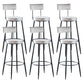 Industrial Metal Footrest Bar Chair Round Upholstered Bar Stool Grey 6 Piece Set Clearhalo 'Bar Furniture' 'Bar Stools' 'bar_stools' 'furn' 'furn_bar_stools' 'Furniture' 'Kitchen & Dining Furniture' 5792356