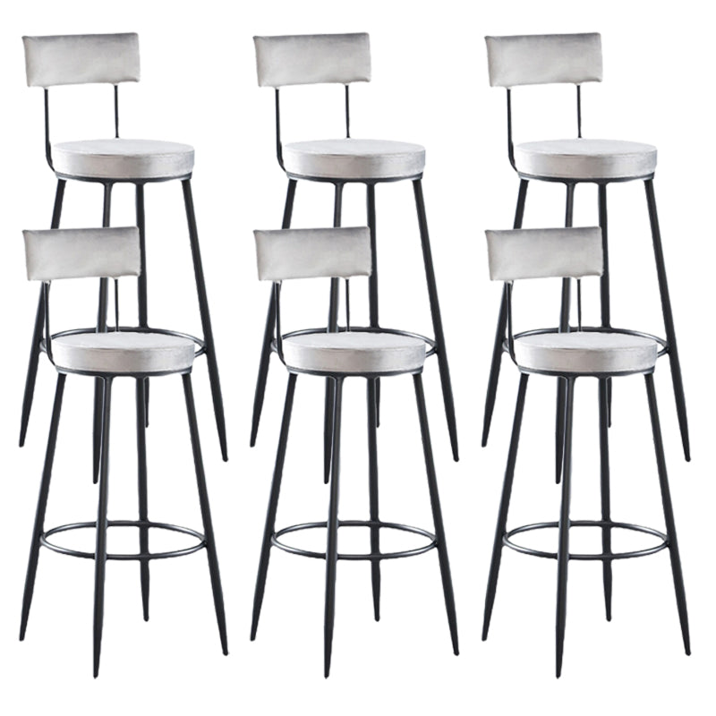 Industrial Metal Footrest Bar Chair Round Upholstered Bar Stool Grey 6 Piece Set Clearhalo 'Bar Furniture' 'Bar Stools' 'bar_stools' 'furn' 'furn_bar_stools' 'Furniture' 'Kitchen & Dining Furniture' 5792356