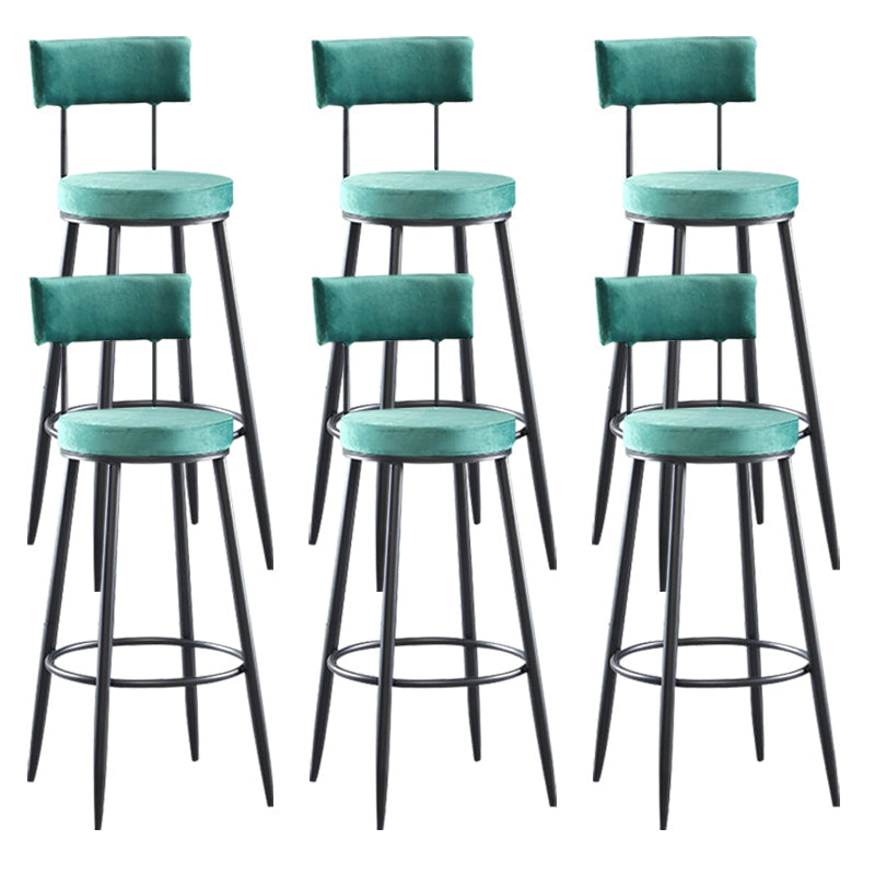 Industrial Metal Footrest Bar Chair Round Upholstered Bar Stool Green 6 Piece Set Clearhalo 'Bar Furniture' 'Bar Stools' 'bar_stools' 'furn' 'furn_bar_stools' 'Furniture' 'Kitchen & Dining Furniture' 5792357