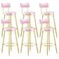 Industrial Metal Footrest Bar Chair Round Upholstered Bar Stool Pink Gold 6 Piece Set Clearhalo 'Bar Furniture' 'Bar Stools' 'bar_stools' 'furn' 'furn_bar_stools' 'Furniture' 'Kitchen & Dining Furniture' 5792359
