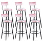 Industrial Metal Footrest Bar Chair Round Upholstered Bar Stool Pink 6 Piece Set Clearhalo 'Bar Furniture' 'Bar Stools' 'bar_stools' 'furn' 'furn_bar_stools' 'Furniture' 'Kitchen & Dining Furniture' 5792360