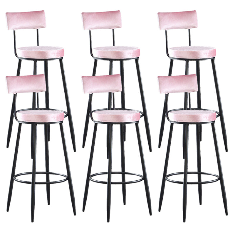 Industrial Metal Footrest Bar Chair Round Upholstered Bar Stool Pink 6 Piece Set Clearhalo 'Bar Furniture' 'Bar Stools' 'bar_stools' 'furn' 'furn_bar_stools' 'Furniture' 'Kitchen & Dining Furniture' 5792360