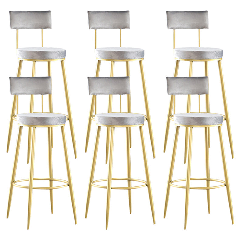 Industrial Metal Footrest Bar Chair Round Upholstered Bar Stool Grey-Gold 6 Piece Set Clearhalo 'Bar Furniture' 'Bar Stools' 'bar_stools' 'furn' 'furn_bar_stools' 'Furniture' 'Kitchen & Dining Furniture' 5792361