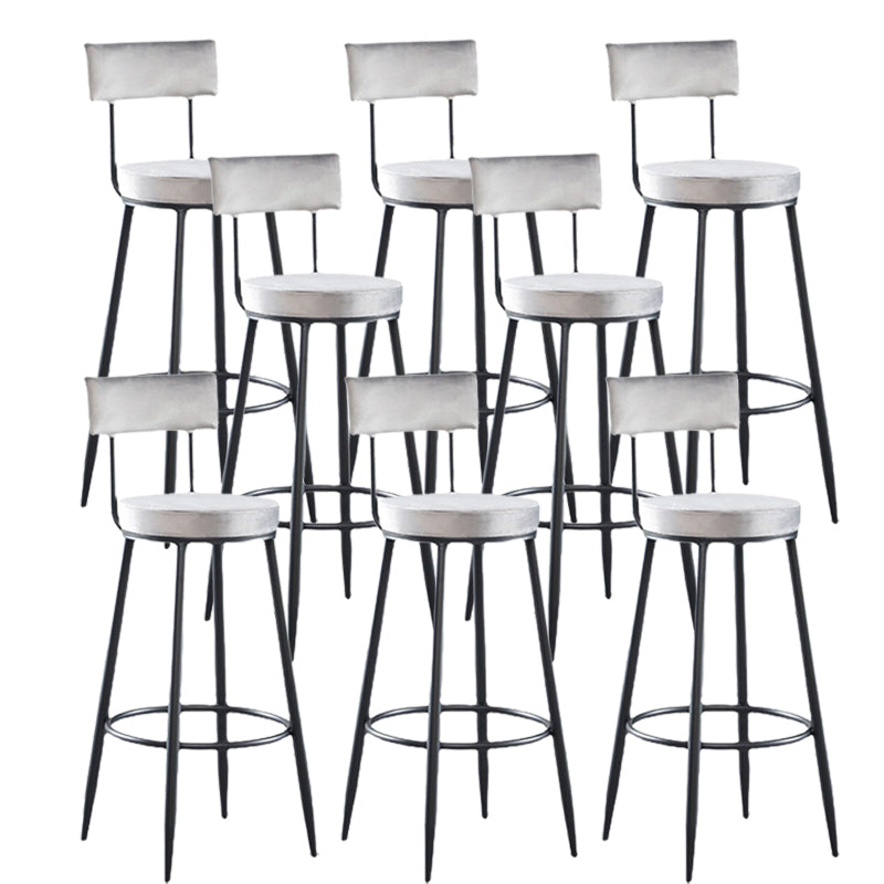 Industrial Metal Footrest Bar Chair Round Upholstered Bar Stool Grey 8 Piece Set Clearhalo 'Bar Furniture' 'Bar Stools' 'bar_stools' 'furn' 'furn_bar_stools' 'Furniture' 'Kitchen & Dining Furniture' 5792362