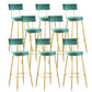 Industrial Metal Footrest Bar Chair Round Upholstered Bar Stool Green Gold 8 Piece Set Clearhalo 'Bar Furniture' 'Bar Stools' 'bar_stools' 'furn' 'furn_bar_stools' 'Furniture' 'Kitchen & Dining Furniture' 5792364