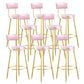 Industrial Metal Footrest Bar Chair Round Upholstered Bar Stool Pink Gold 8 Piece Set Clearhalo 'Bar Furniture' 'Bar Stools' 'bar_stools' 'furn' 'furn_bar_stools' 'Furniture' 'Kitchen & Dining Furniture' 5792365