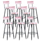 Industrial Metal Footrest Bar Chair Round Upholstered Bar Stool Pink 8 Piece Set Clearhalo 'Bar Furniture' 'Bar Stools' 'bar_stools' 'furn' 'furn_bar_stools' 'Furniture' 'Kitchen & Dining Furniture' 5792366
