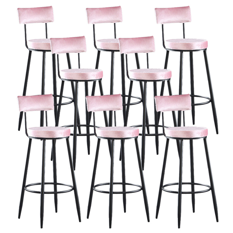 Industrial Metal Footrest Bar Chair Round Upholstered Bar Stool Pink 8 Piece Set Clearhalo 'Bar Furniture' 'Bar Stools' 'bar_stools' 'furn' 'furn_bar_stools' 'Furniture' 'Kitchen & Dining Furniture' 5792366
