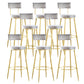 Industrial Metal Footrest Bar Chair Round Upholstered Bar Stool Grey-Gold 8 Piece Set Clearhalo 'Bar Furniture' 'Bar Stools' 'bar_stools' 'furn' 'furn_bar_stools' 'Furniture' 'Kitchen & Dining Furniture' 5792367