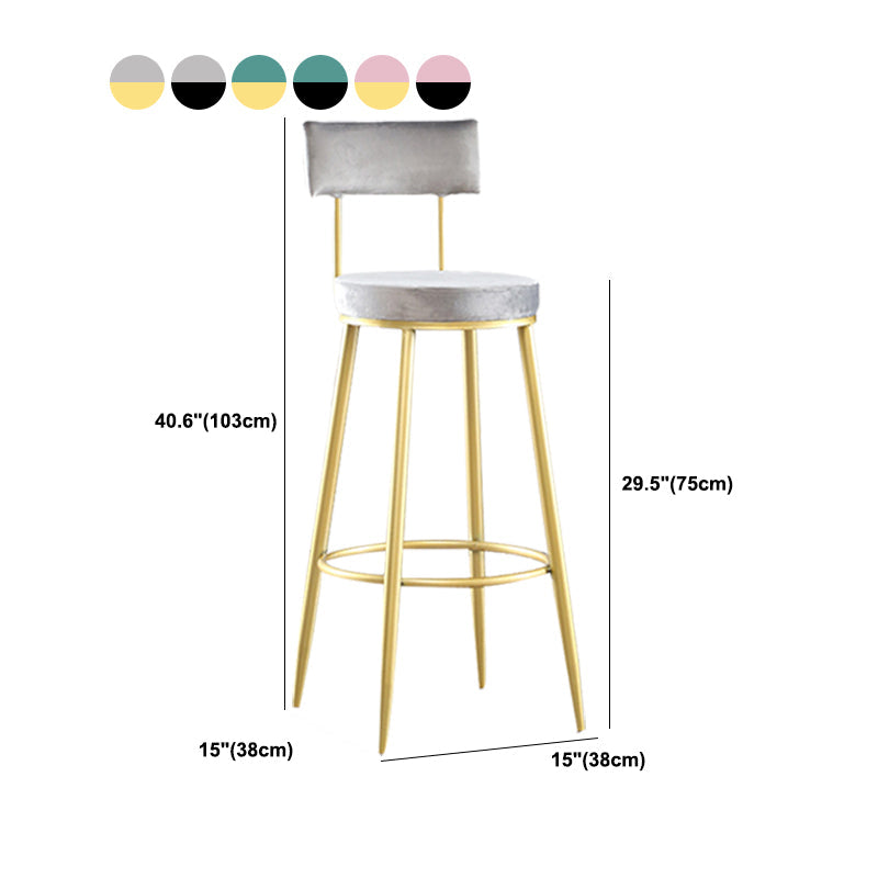 Industrial Metal Footrest Bar Chair Round Upholstered Bar Stool Clearhalo 'Bar Furniture' 'Bar Stools' 'bar_stools' 'furn' 'furn_bar_stools' 'Furniture' 'Kitchen & Dining Furniture' 5792368
