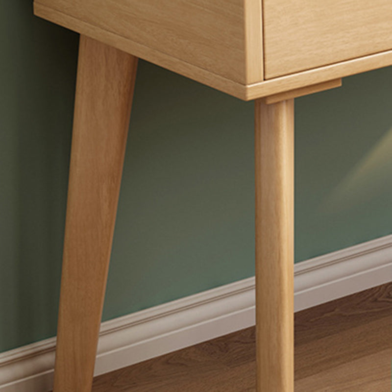 Tavolo da toeletta scandinavo a specchio in legno massiccio e sgabello