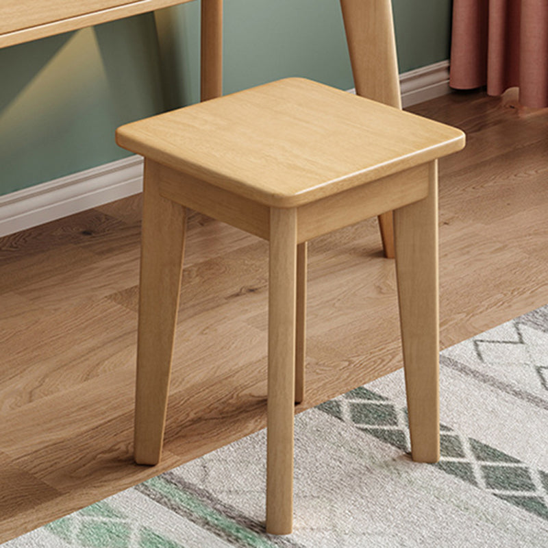 Tavolo da toeletta scandinavo a specchio in legno massiccio e sgabello