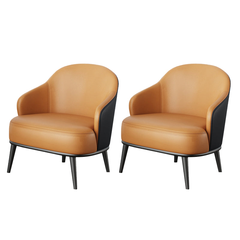 Contemporary Leather Arms Included Sloped Arms Accent Armchair Orange 2 Piece Set Clearhalo 'Accent Chairs' 'accent_chairs' 'Chairs & Seating' 'furn' 'furn_accent_chairs' 'Furniture' 'Living Room Furniture' 5792500