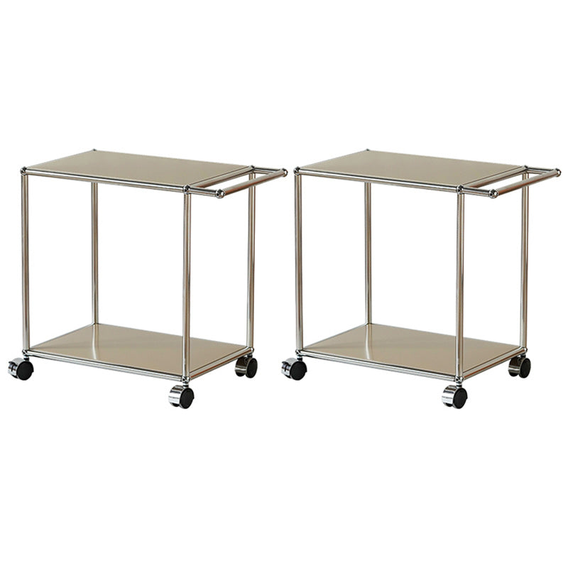 Mesa lateral de metal/vidrio rectangular con estilo moderno de base entre la base de la mitad del siglo