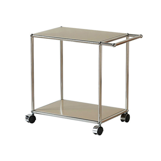 Tavolino rettangolare in metallo/vetro con base moderna di metà secolo