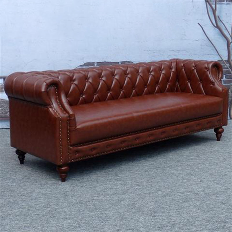 29.13" Wide Tuxedo Arm Sofa Contemporary Genuine Leather Sofa with Tufted Back