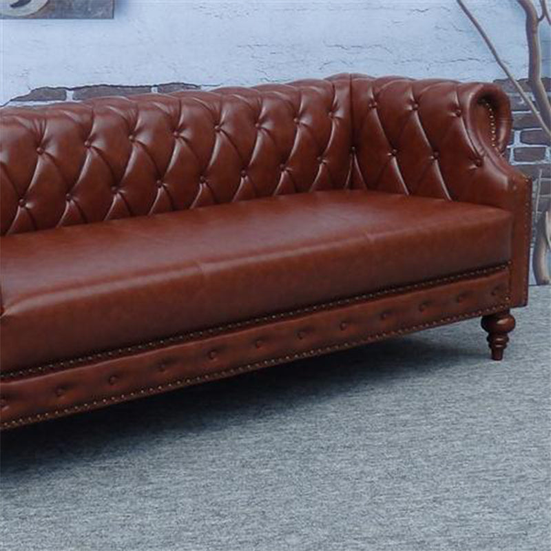 29.13" Wide Tuxedo Arm Sofa Contemporary Genuine Leather Sofa with Tufted Back