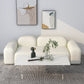 Modern Style Blocks Sofa White Wool Square Arm Seating - 25.6" H