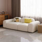 Modern Style Blocks Sofa White Wool Square Arm Seating - 25.6" H