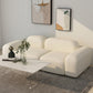 Modern Style Blocks Sofa White Wool Square Arm Seating - 25.6" H