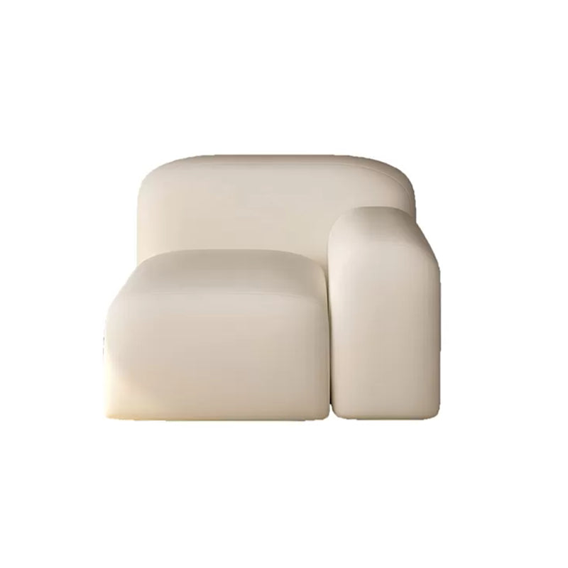 Modern Style Blocks Sofa White Wool Square Arm Seating - 25.6" H