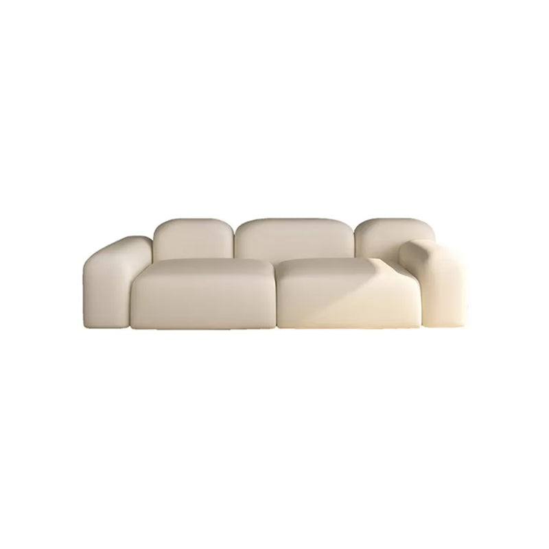 Modern Style Blocks Sofa White Wool Square Arm Seating - 25.6" H