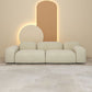 Modern Style Blocks Sofa White Wool Square Arm Seating - 25.6" H