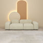 Modern Style Blocks Sofa White Wool Square Arm Seating - 25.6" H
