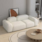 Modern Style Blocks Sofa White Wool Square Arm Seating - 25.6" H