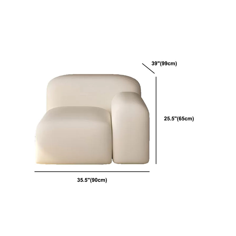 Modern Style Blocks Sofa White Wool Square Arm Seating - 25.6" H
