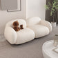 Modern Rolled Arm Sofa White Velvet Sofa for Living Room, Apartment