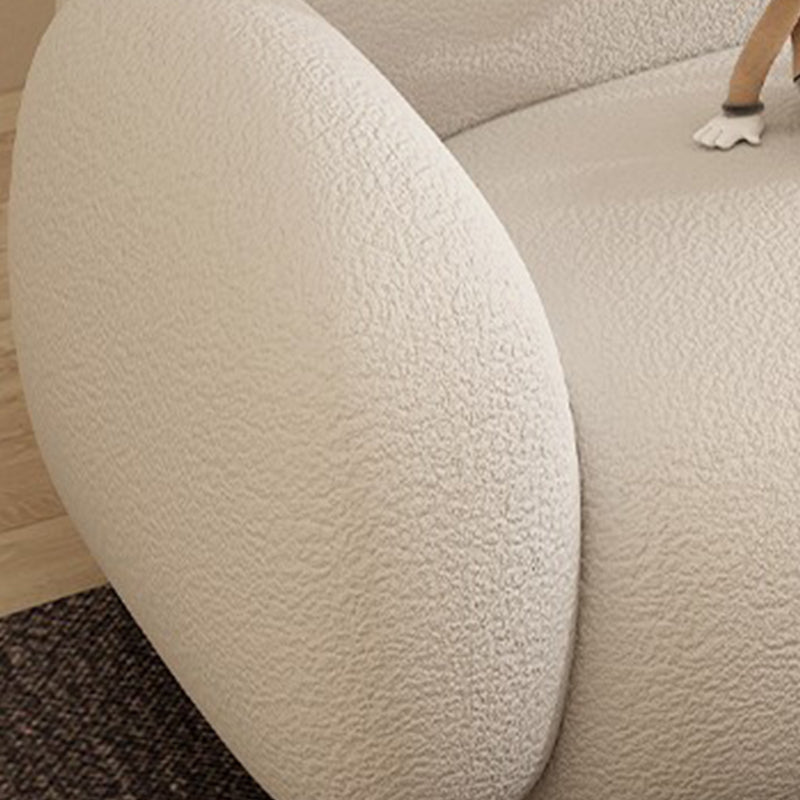 Modern Rolled Arm Sofa White Velvet Sofa for Living Room, Apartment