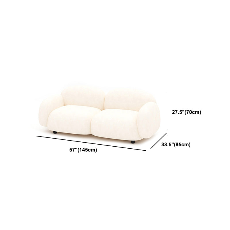 Modern Rolled Arm Sofa White Velvet Sofa for Living Room, Apartment