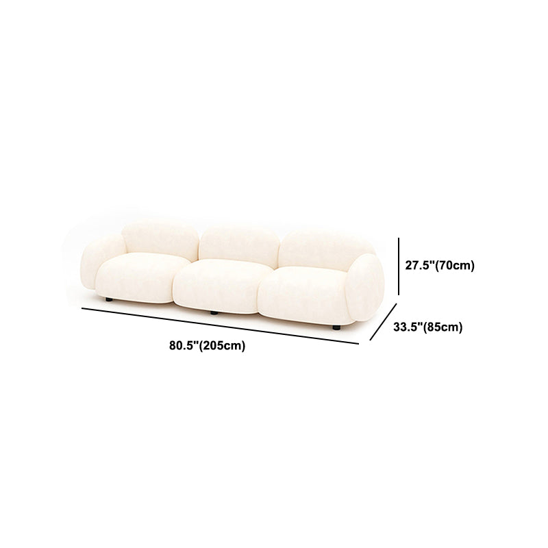 Modern Rolled Arm Sofa White Velvet Sofa for Living Room, Apartment
