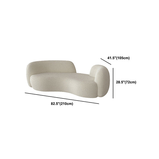 Recessed Arm Curved Sofa for Apartment Beige Contemporary Sofa