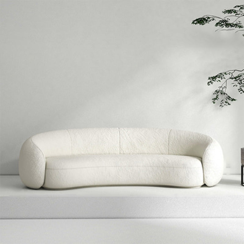 Contemporary Curved Wool Sofa Sloped Armed Sofa in White of 27.56" H 94.5"L x 35.5"W x 27.5"H Clearhalo 'furn' 'furn_sofas' 'Furniture' 'Living Room Furniture' 'Sofa' 'sofas' 5792875