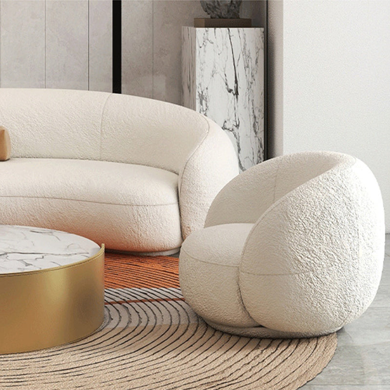 Contemporary Curved Wool Sofa Sloped Armed Sofa in White of 27.56" H Clearhalo 'furn' 'furn_sofas' 'Furniture' 'Living Room Furniture' 'Sofa' 'sofas' 5792887