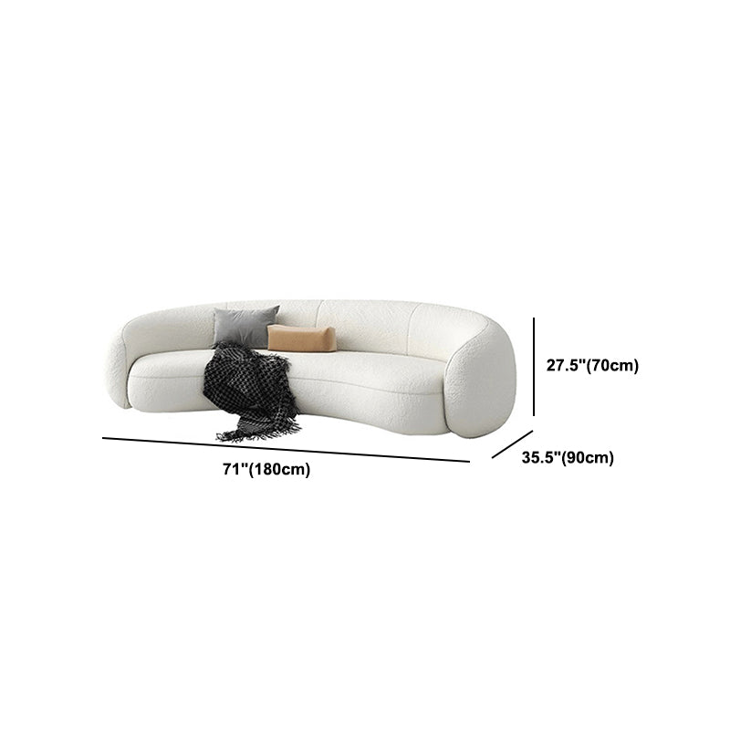 Contemporary Curved Wool Sofa Sloped Armed Sofa in White of 27.56" H Clearhalo 'furn' 'furn_sofas' 'Furniture' 'Living Room Furniture' 'Sofa' 'sofas' 5792889