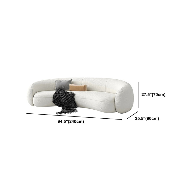 Contemporary Curved Wool Sofa Sloped Armed Sofa in White of 27.56" H Clearhalo 'furn' 'furn_sofas' 'Furniture' 'Living Room Furniture' 'Sofa' 'sofas' 5792891