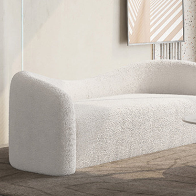 Curved Wool Sofa White Contemporary Sloped Armed Sofa - 33.46" D Clearhalo 'furn' 'furn_sofas' 'Furniture' 'Living Room Furniture' 'Sofa' 'sofas' 5792909