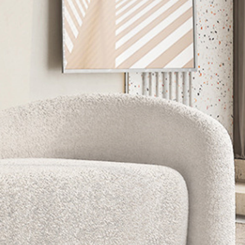 Curved Wool Sofa White Contemporary Sloped Armed Sofa - 33.46" D Clearhalo 'furn' 'furn_sofas' 'Furniture' 'Living Room Furniture' 'Sofa' 'sofas' 5792910