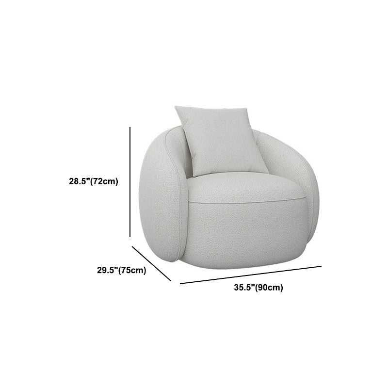 Curved Wool Sofa White Contemporary Sloped Armed Sofa - 33.46" D Clearhalo 'furn' 'furn_sofas' 'Furniture' 'Living Room Furniture' 'Sofa' 'sofas' 5792919