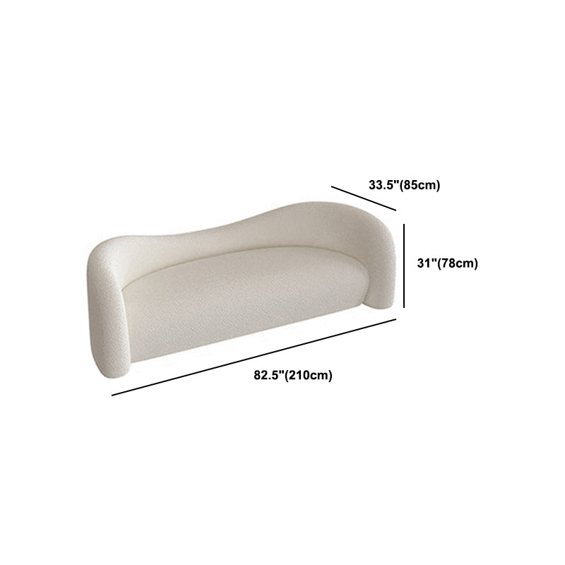 Curved Wool Sofa White Contemporary Sloped Armed Sofa - 33.46" D Clearhalo 'furn' 'furn_sofas' 'Furniture' 'Living Room Furniture' 'Sofa' 'sofas' 5792921