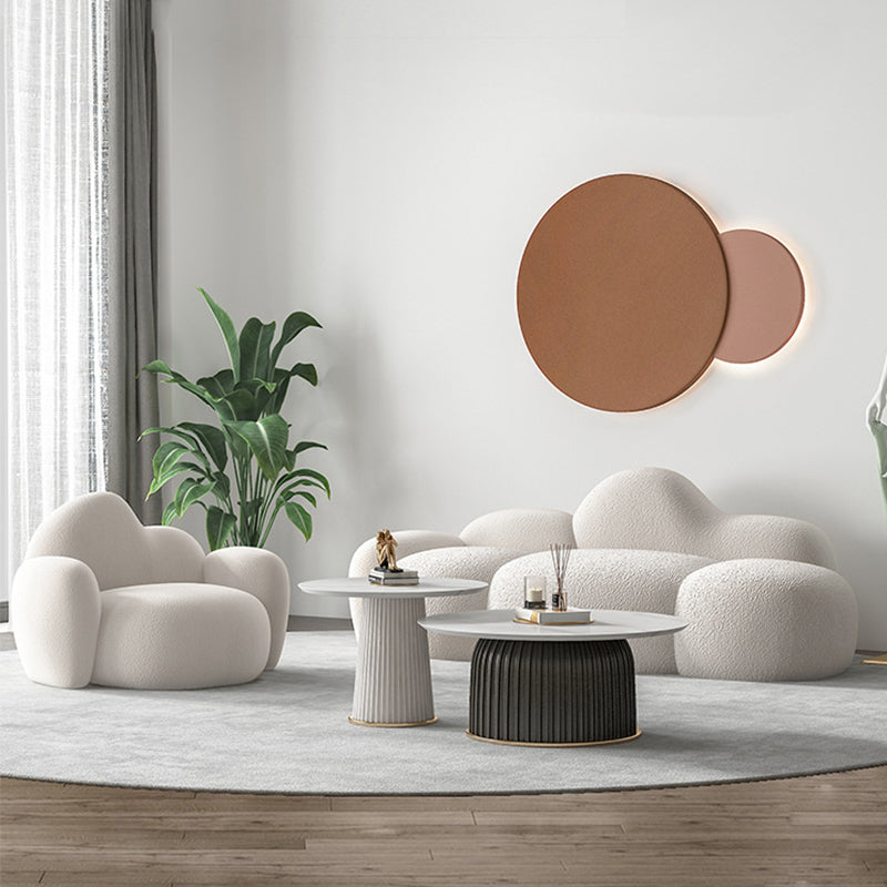 Divano posteriore curvo in lana bianca moderna moderna da 34,65 "H -braccio quadrato