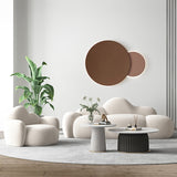 Sofá de espalda curvada de lana blanca moderna 34.65 "H asiento de brazo cuadrado H