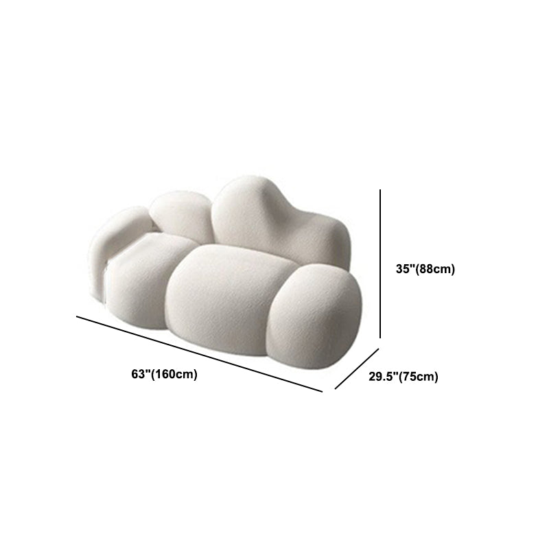 Divano posteriore curvo in lana bianca moderna moderna da 34,65 "H -braccio quadrato