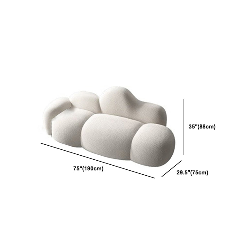 Divano posteriore curvo in lana bianca moderna moderna da 34,65 "H -braccio quadrato