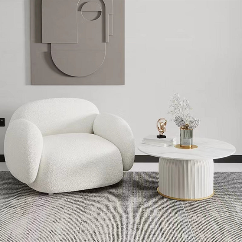 Square Arm Wool Sofa Modern Style 1/2/3-Seater Sofa in White