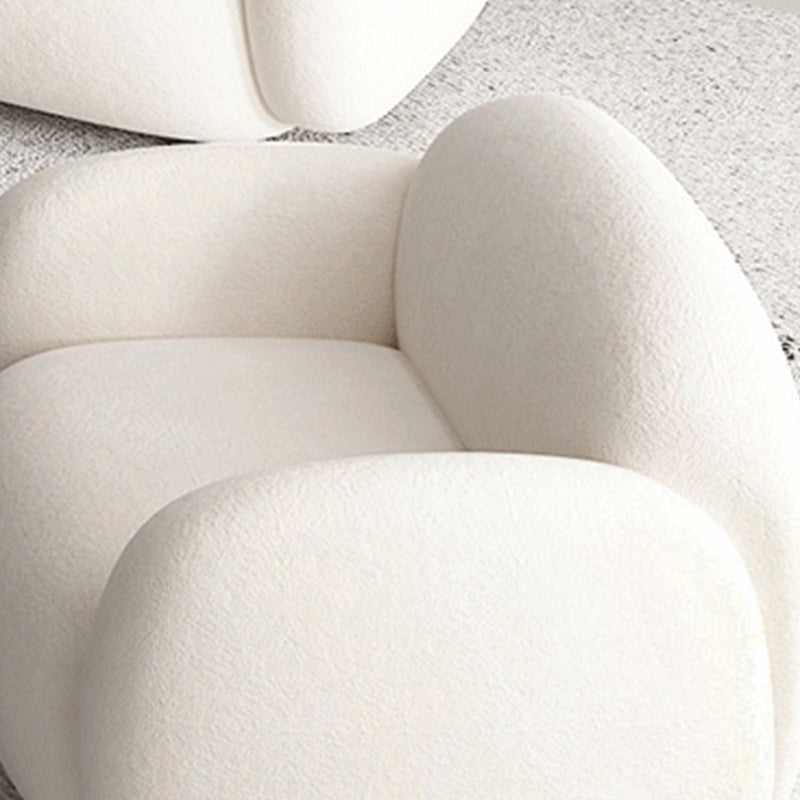 Square Arm Wool Sofa Modern Style 1/2/3-Seater Sofa in White